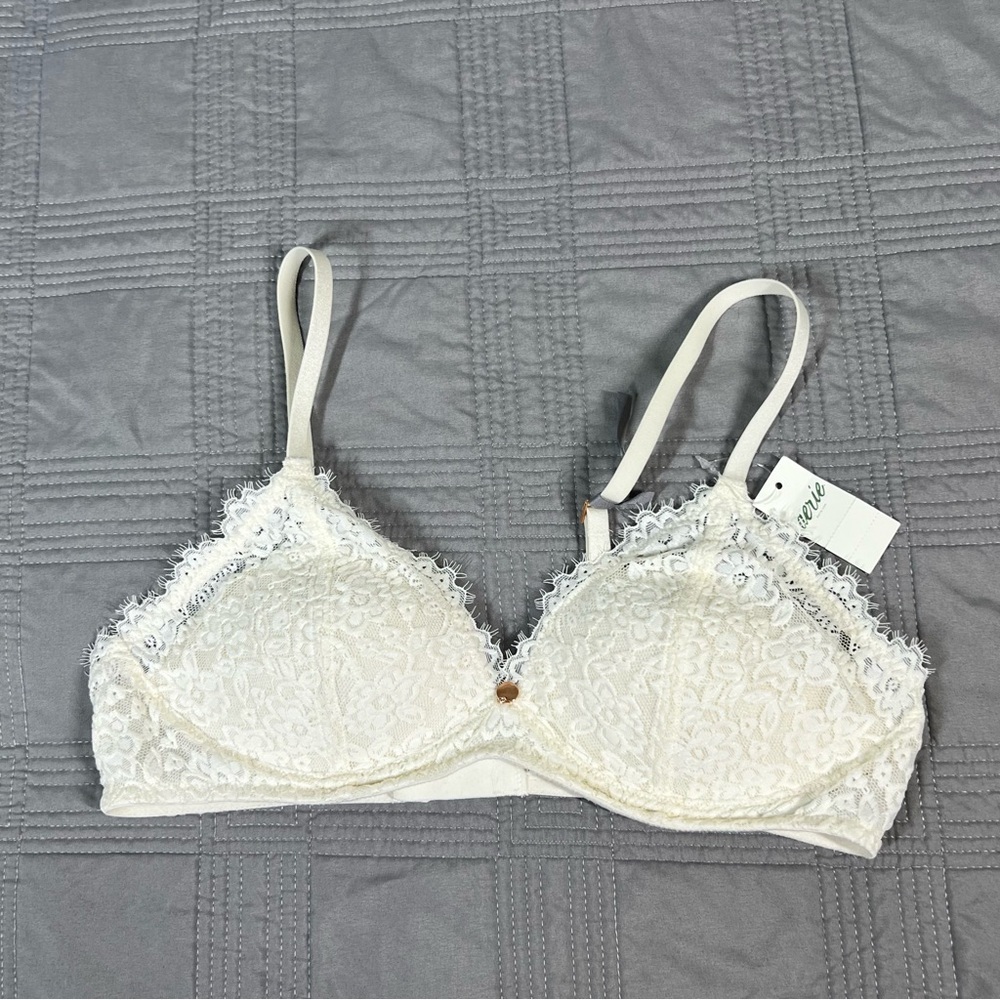 Aerie Real Good Wireless Bra Women’s Size 34B Ivory Lace NWT Adjustable Strap